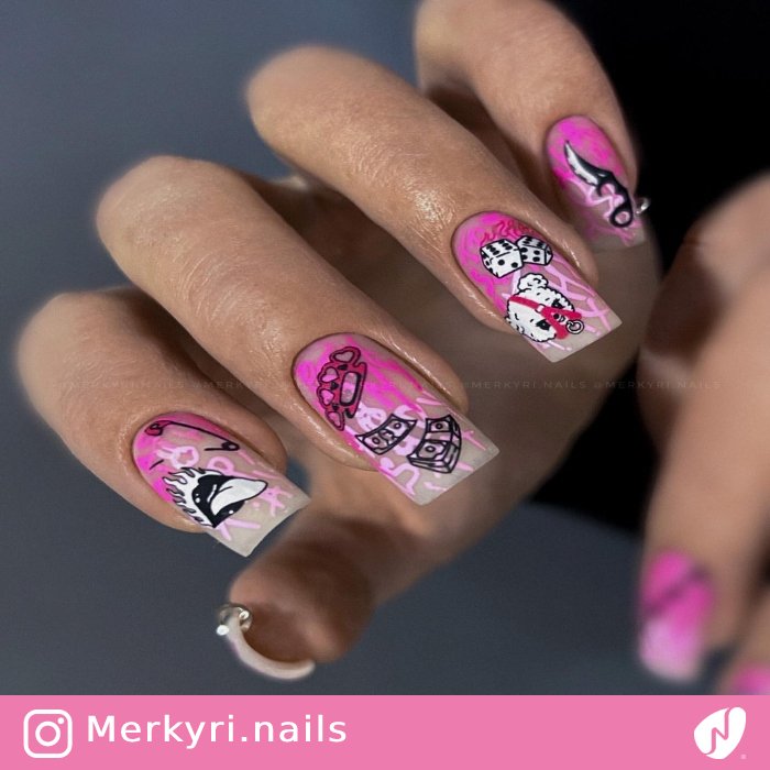 Pop Art Ombre Pink Nails